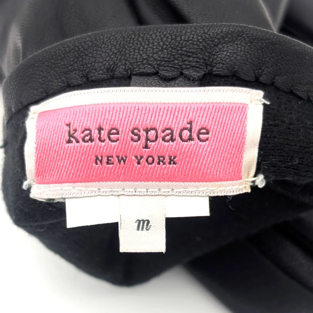 kate spade Black Leather Gloves with Bow Detail